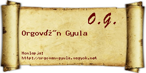 Orgován Gyula névjegykártya